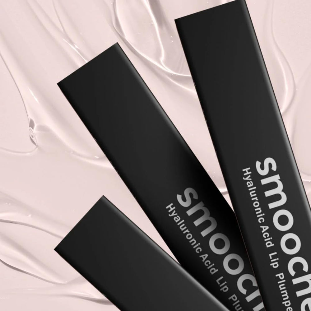 Smooche lip plumper natural ingredients label communicates vegan and sulfate-free benefits.