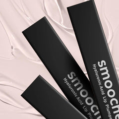 Smooche lip plumper natural ingredients label communicates vegan and sulfate-free benefits.