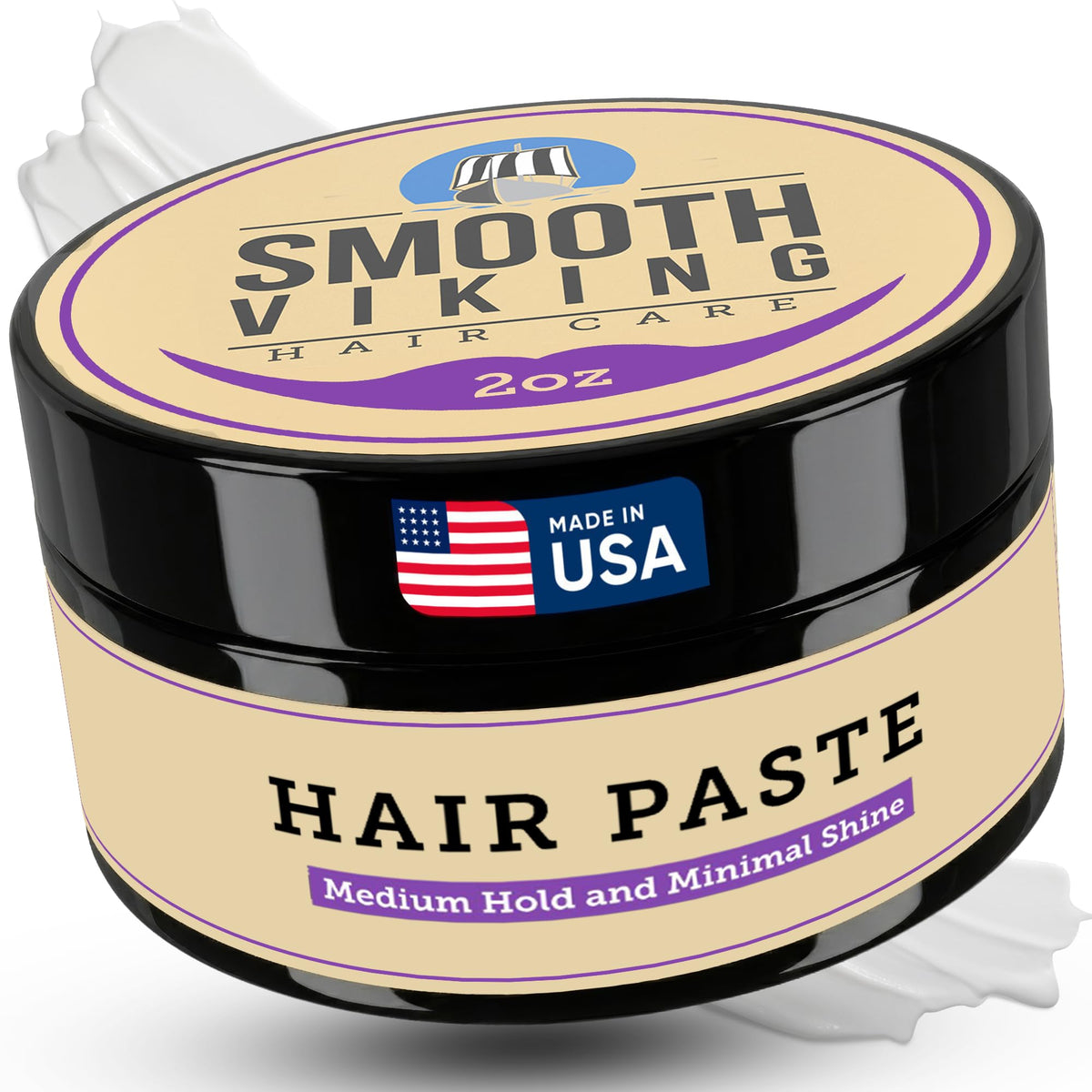 Smooth Viking Beard Care hair paste bottle, promoting matte hold.
