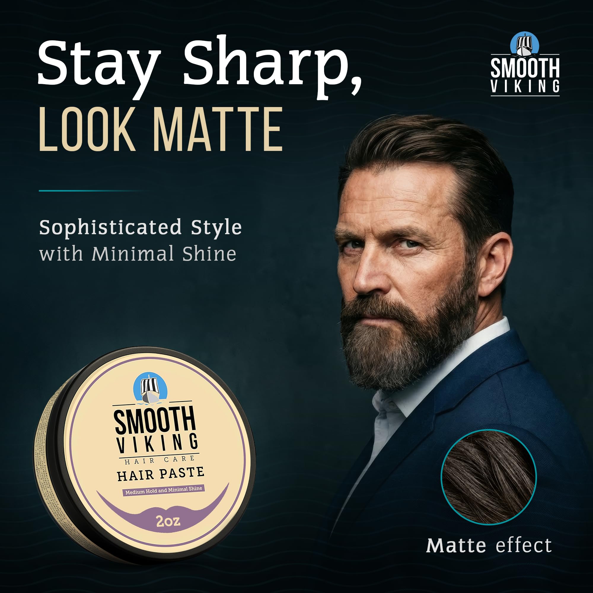Close-up of Smooth Viking Beard Care paste ingredients highlighting natural beeswax and oils.