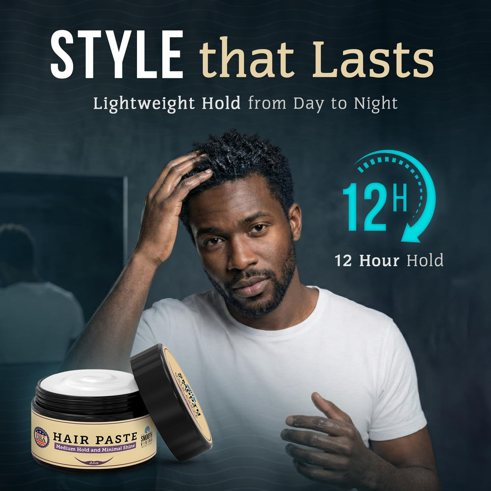 Model wearing Smooth Viking Beard Care paste showing medium hold.