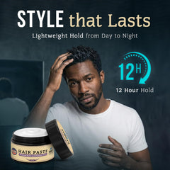 Model wearing Smooth Viking Beard Care paste showing medium hold.