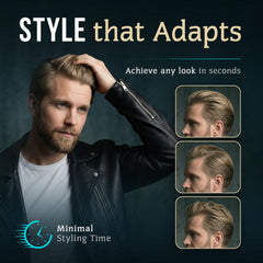Textured hairstyle using Smooth Viking Beard Care paste with matte finish.