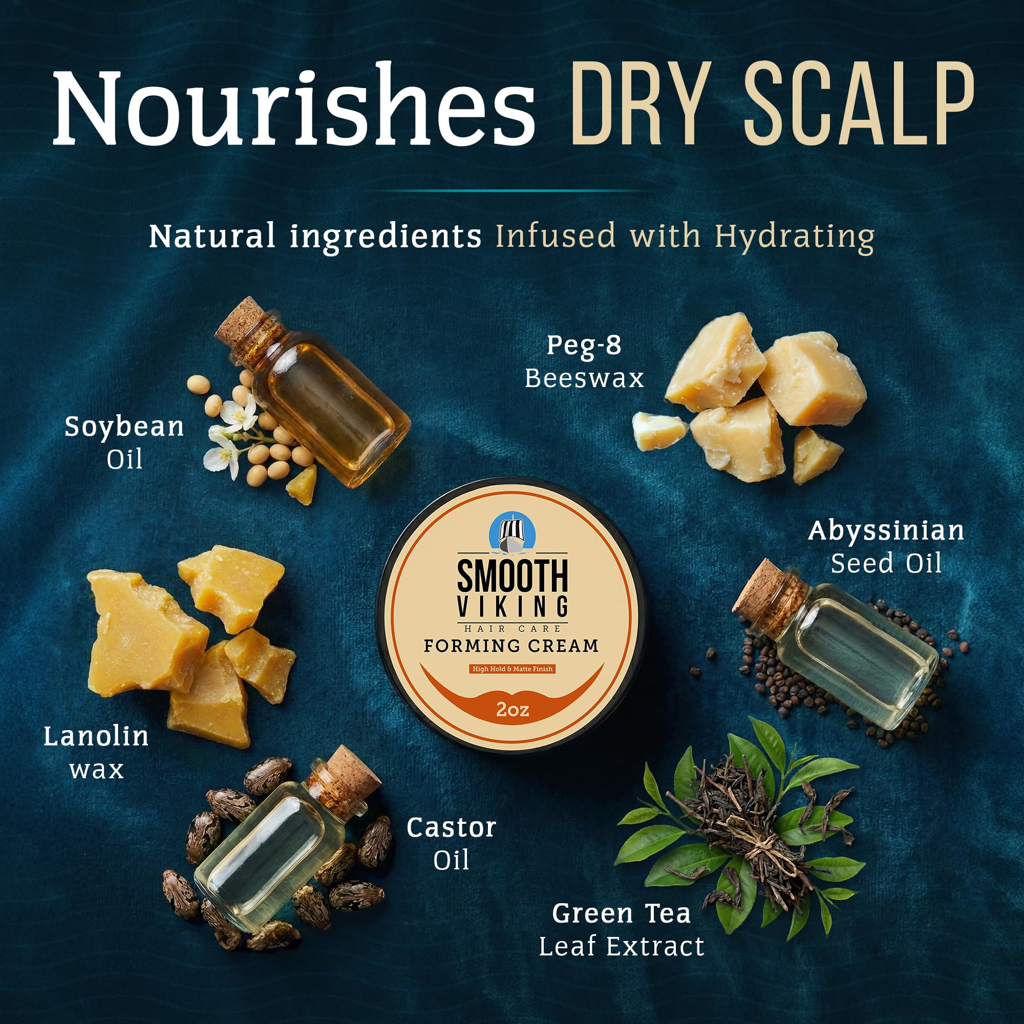 Smooth Viking Forming Cream on curly hair; defines texture with flexible hold.