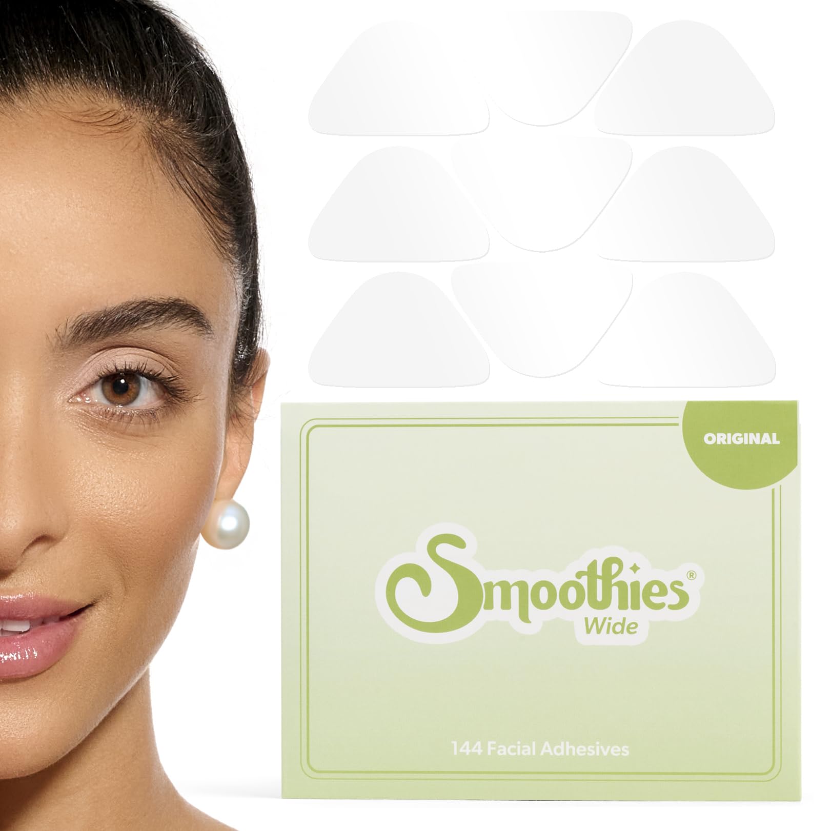 Smoothies Wide Wrinkle Patch close-up shows clear, odorless overnight wear.