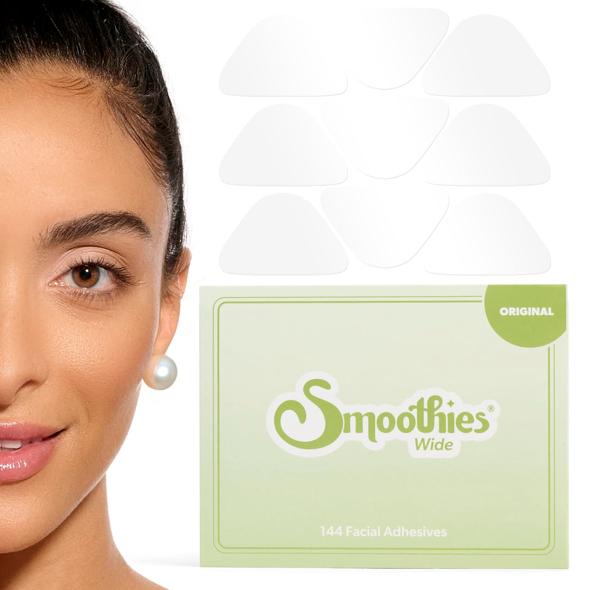 Smoothies Wide Wrinkle Patch close-up shows clear, odorless overnight wear.