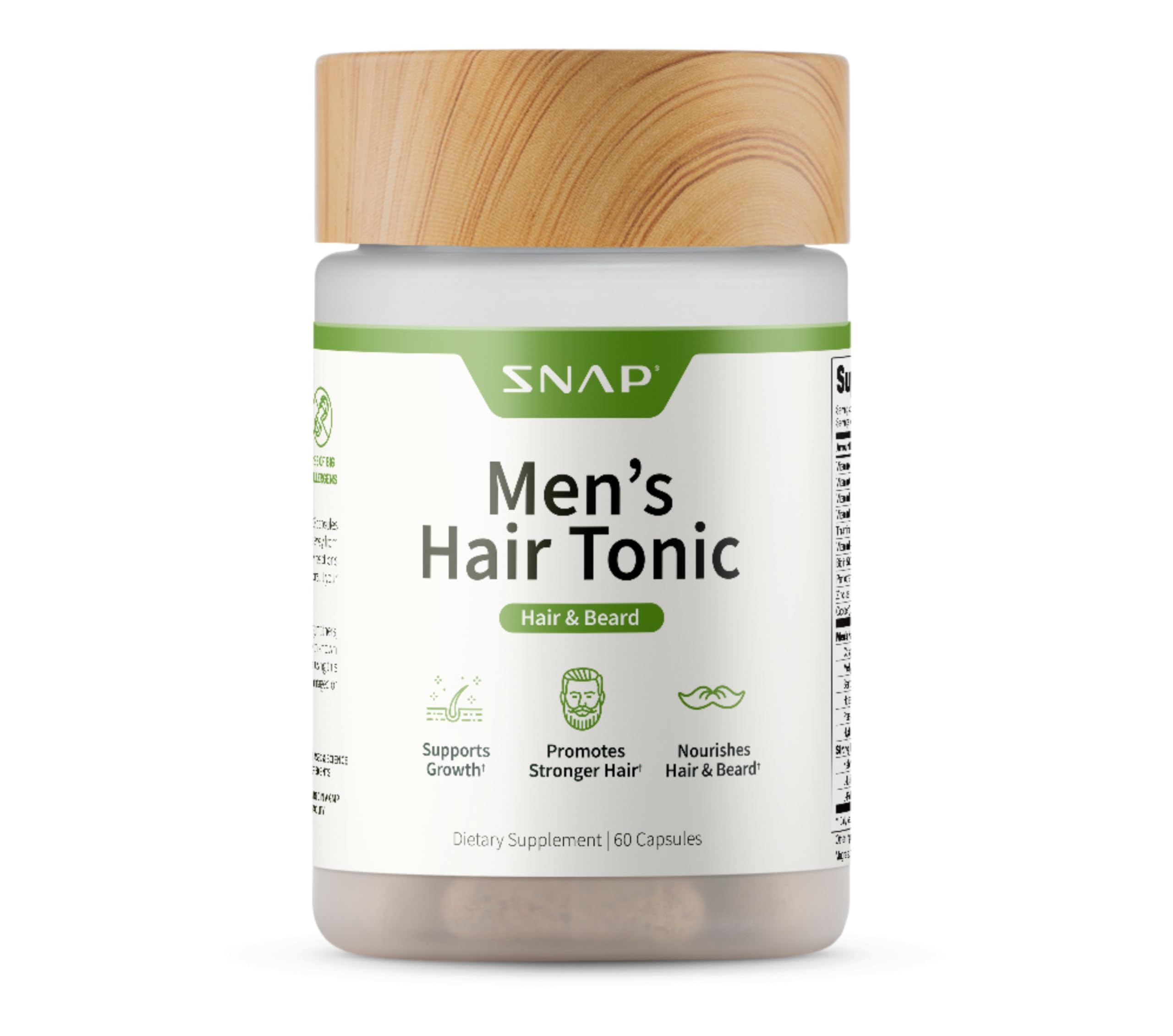 Snap Supplements hair growth bottle - inviting packaging for hair health support.