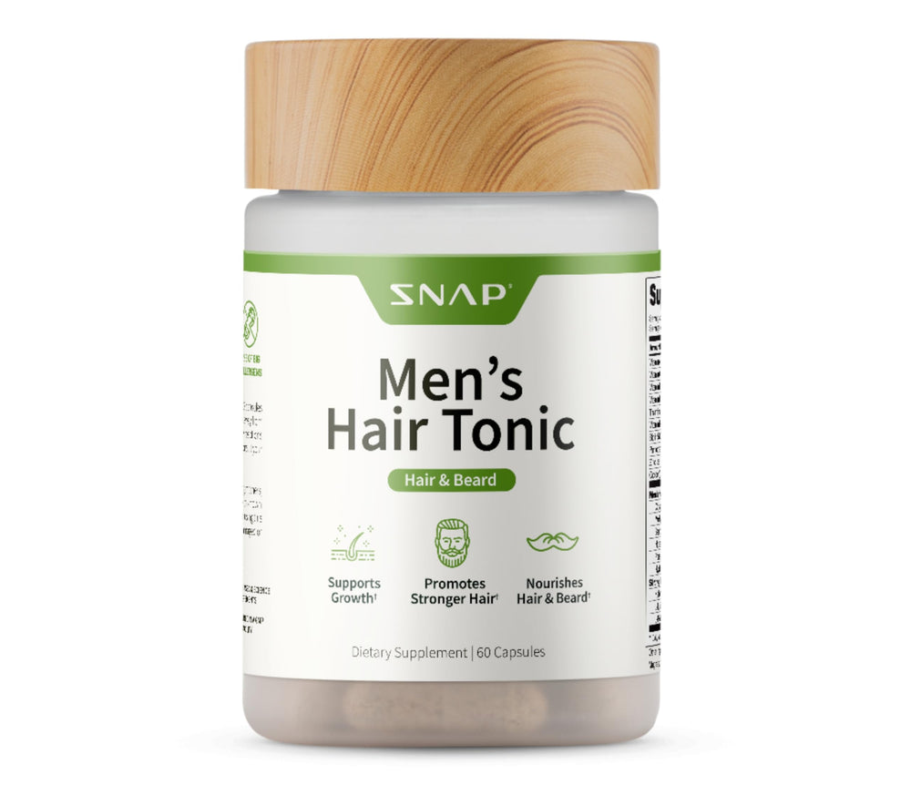 Snap Supplements hair growth bottle - inviting packaging for hair health support.