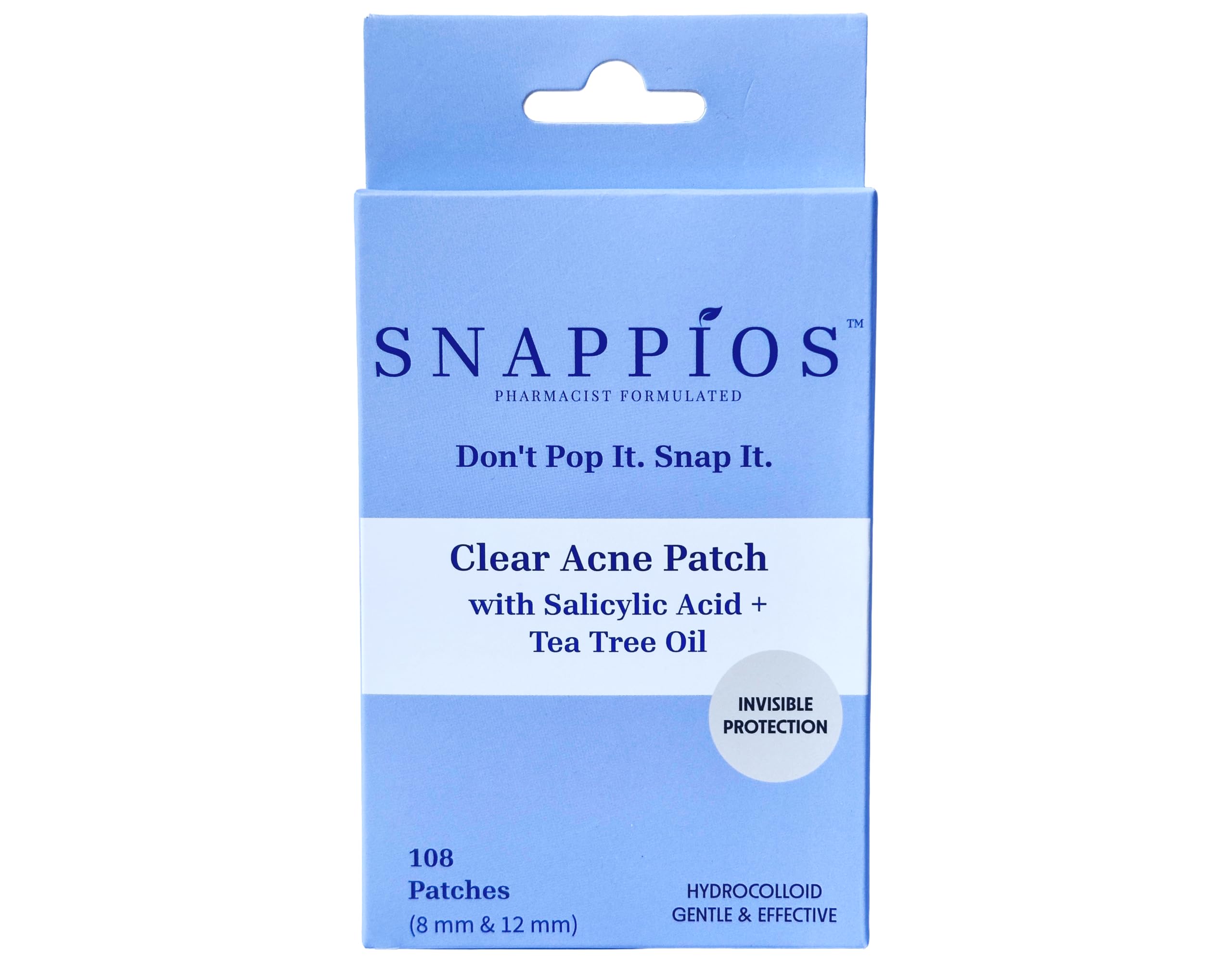 Snappios Clear Acne Patches box showing discreet blemish care