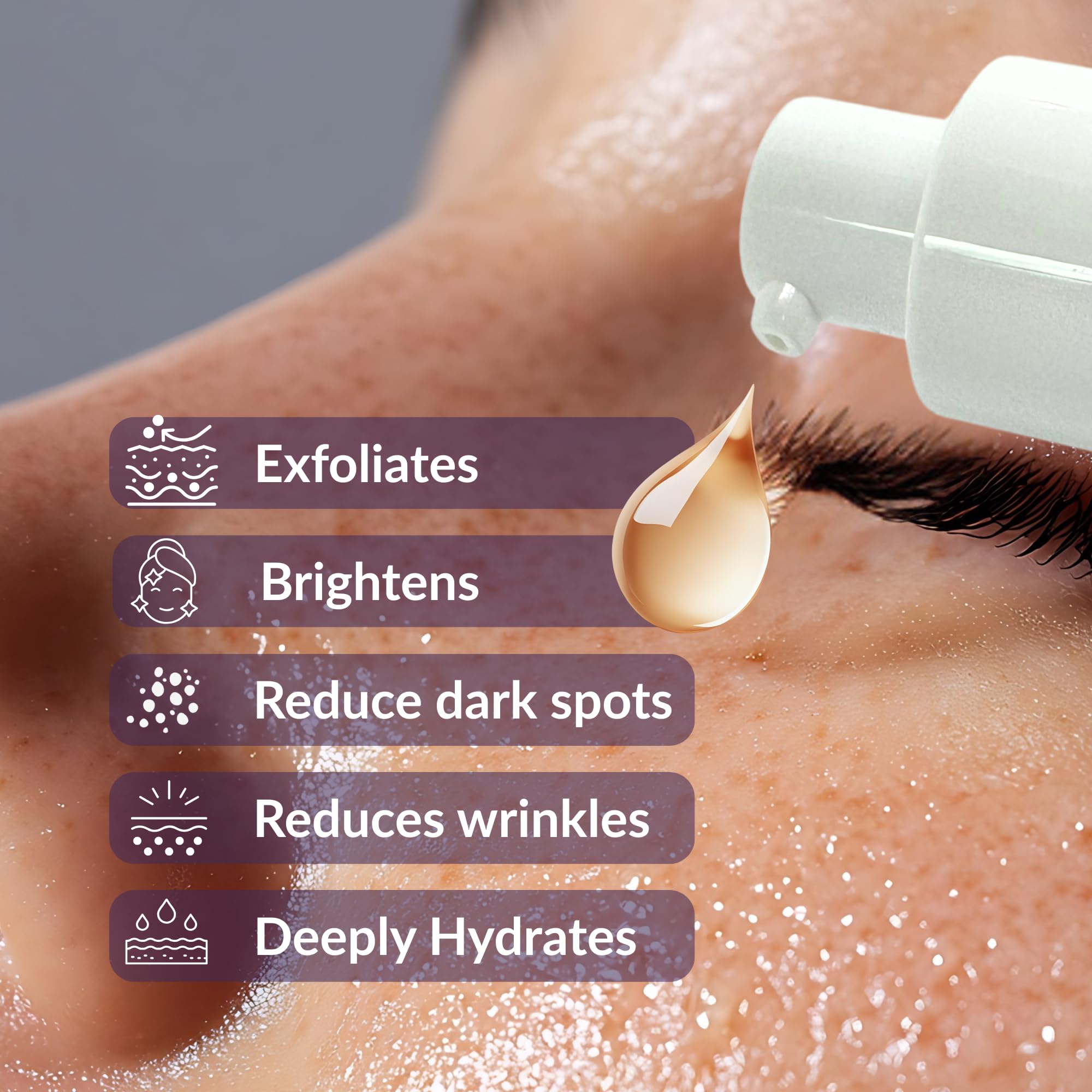 SNAYKAA serum being applied by hands highlights quick absorption and lightweight feel.