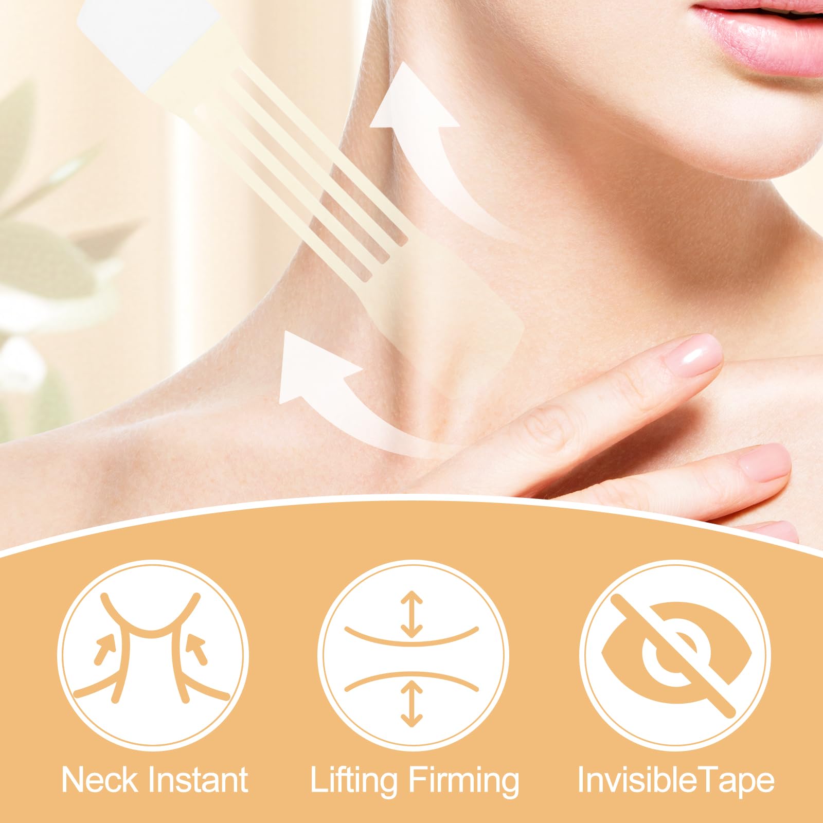 Snifflink neck lifting tape application guide showing peel-and-apply steps for quick results.