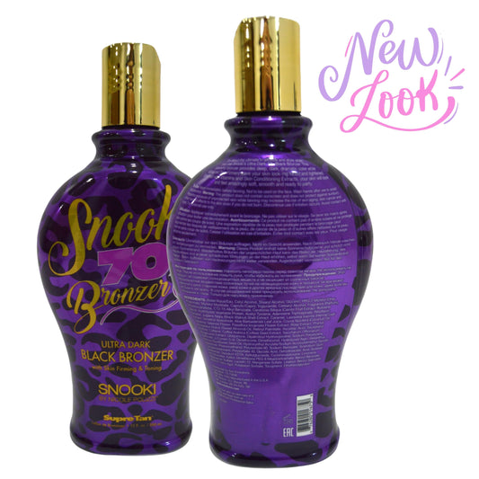 Snooki Ultra Dark 70X bronzer applied to skin for even blending.