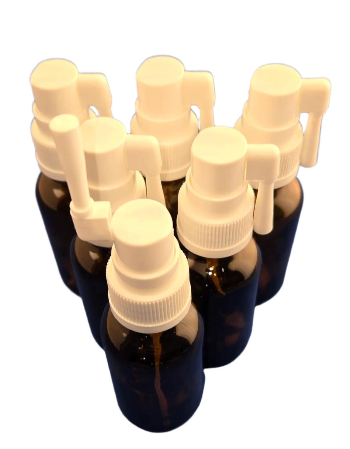 Snoot! Amber glass 30ml bottle with spray for safe storage and easy application.