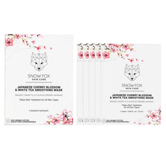 Snow Fox Japanese Cherry Blossom White Tea Sheet Mask in pack for hydrating glow.