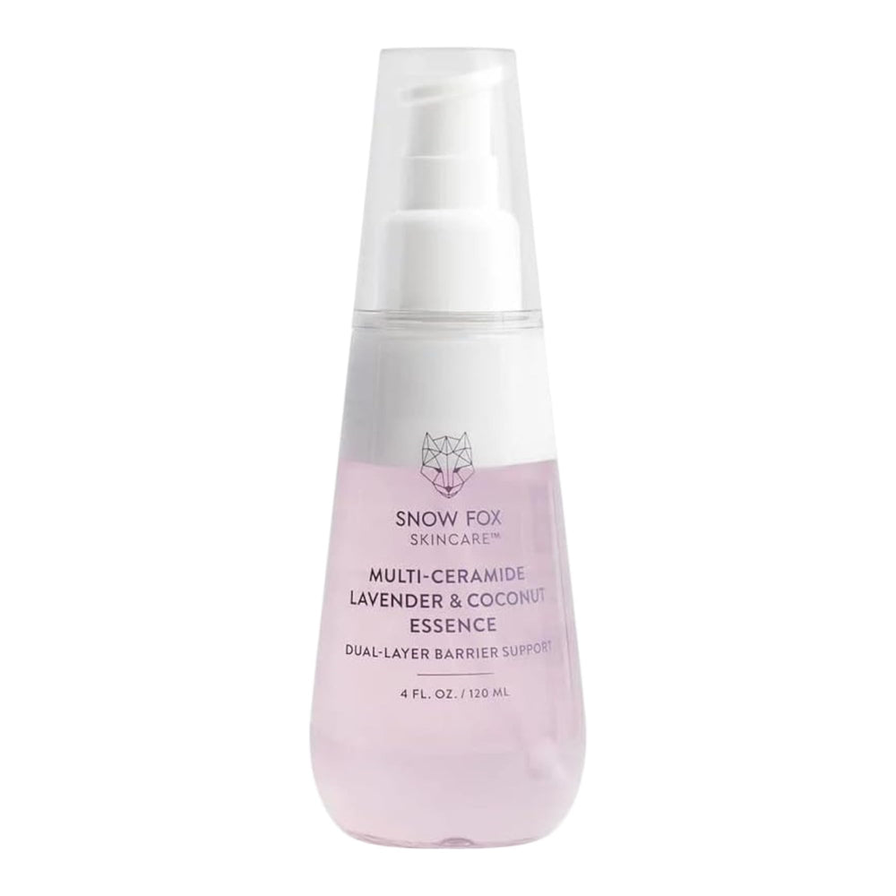 Snow Fox Skincare multi-ceramide serum bottle delivers rich hydration.