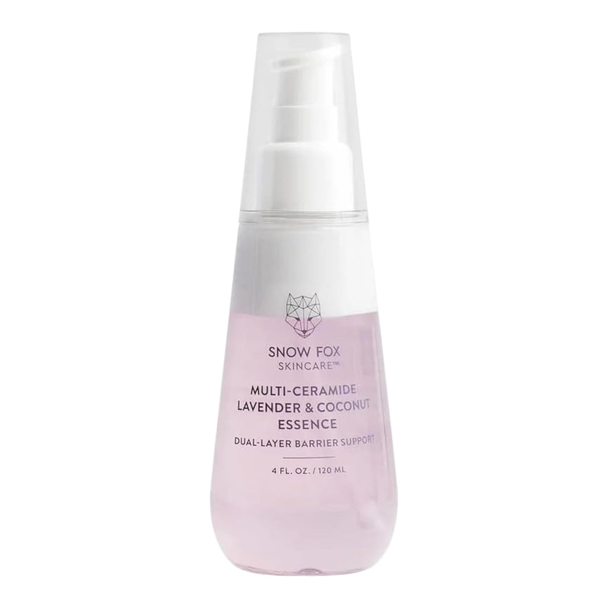 Snow Fox Skincare multi-ceramide serum bottle delivers rich hydration.