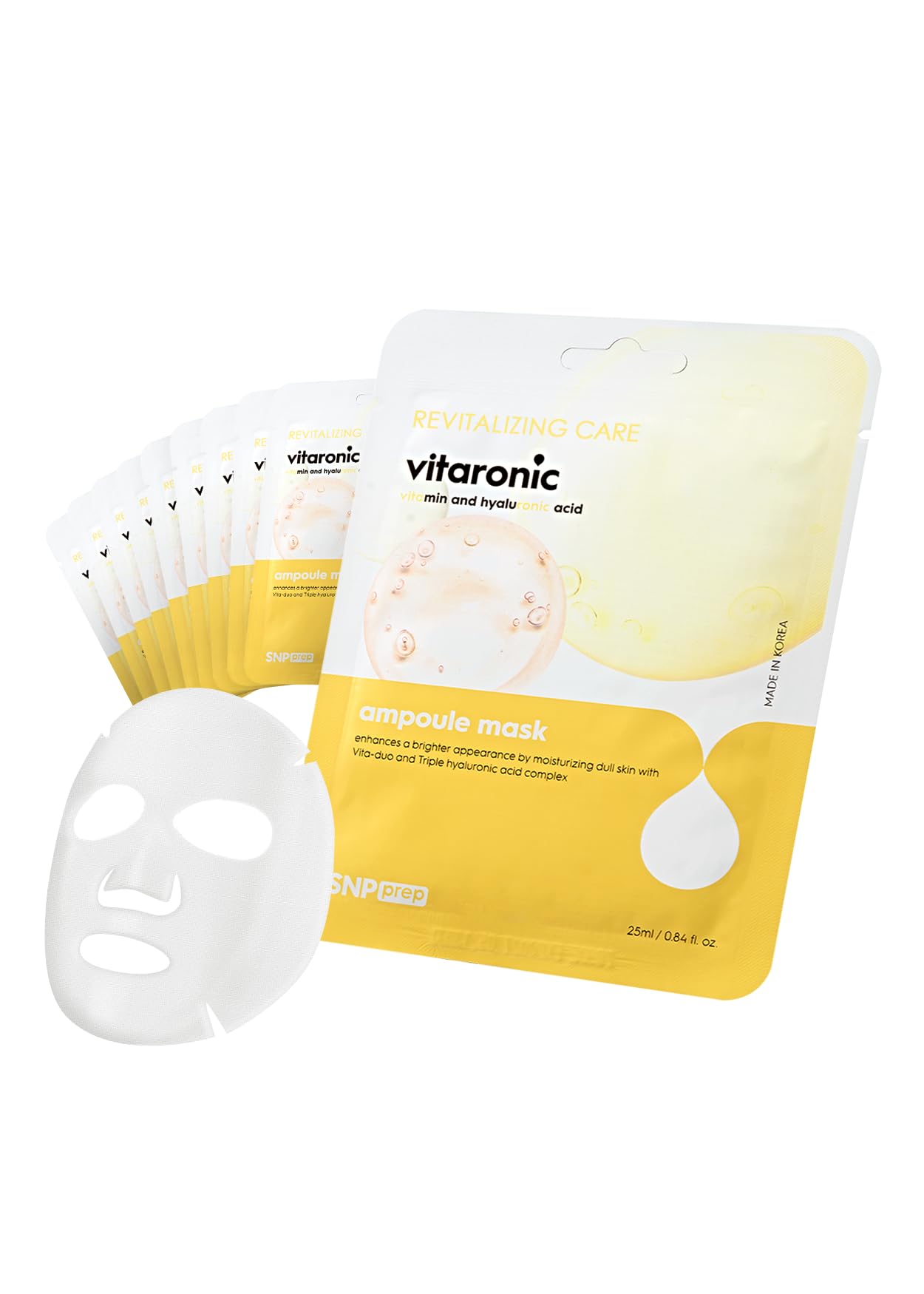 SNP Vitaronic Ampoule Sheet Mask packshot highlighting vitamin hydration and glow