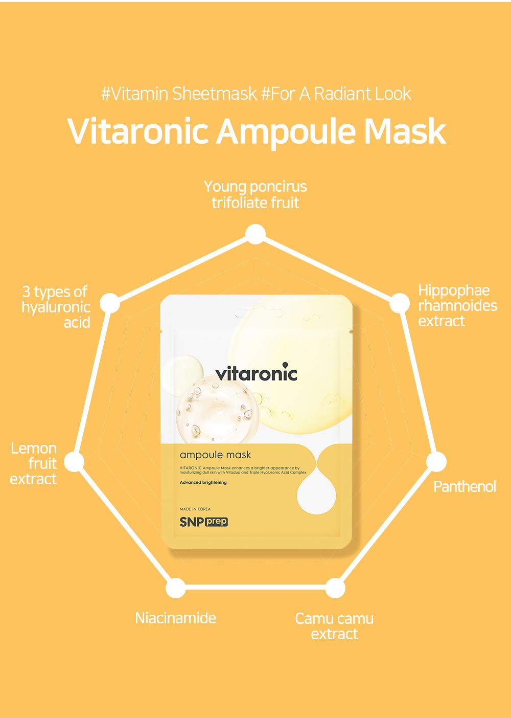 SNP Vitaronic Ampoule Sheet Mask vitamin-complex graphic with B5 and C