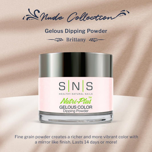 SNS Brittany dip powder bottle on display for quick at-home manicures.