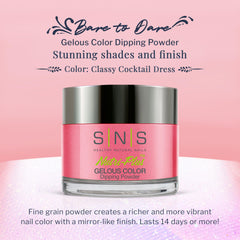 SNS Classy Cocktail Dress pink shimmer color swatch highlights vibrant, long-lasting finish.