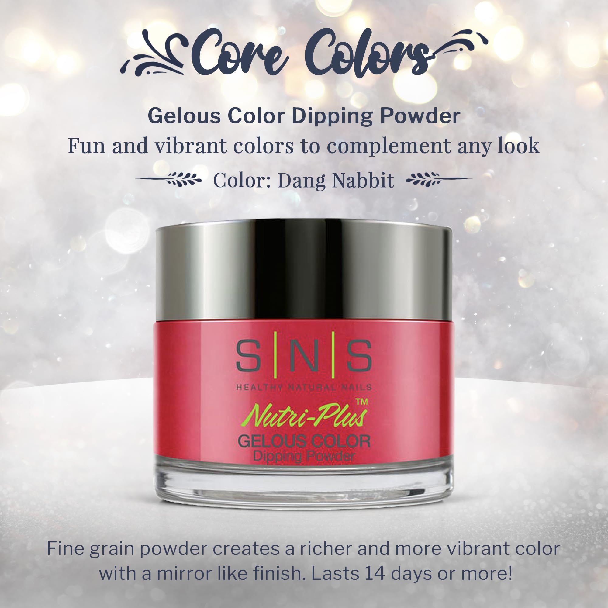 SNS Dang Nabbit red swatch demonstrates true shade for vibrant at-home results.