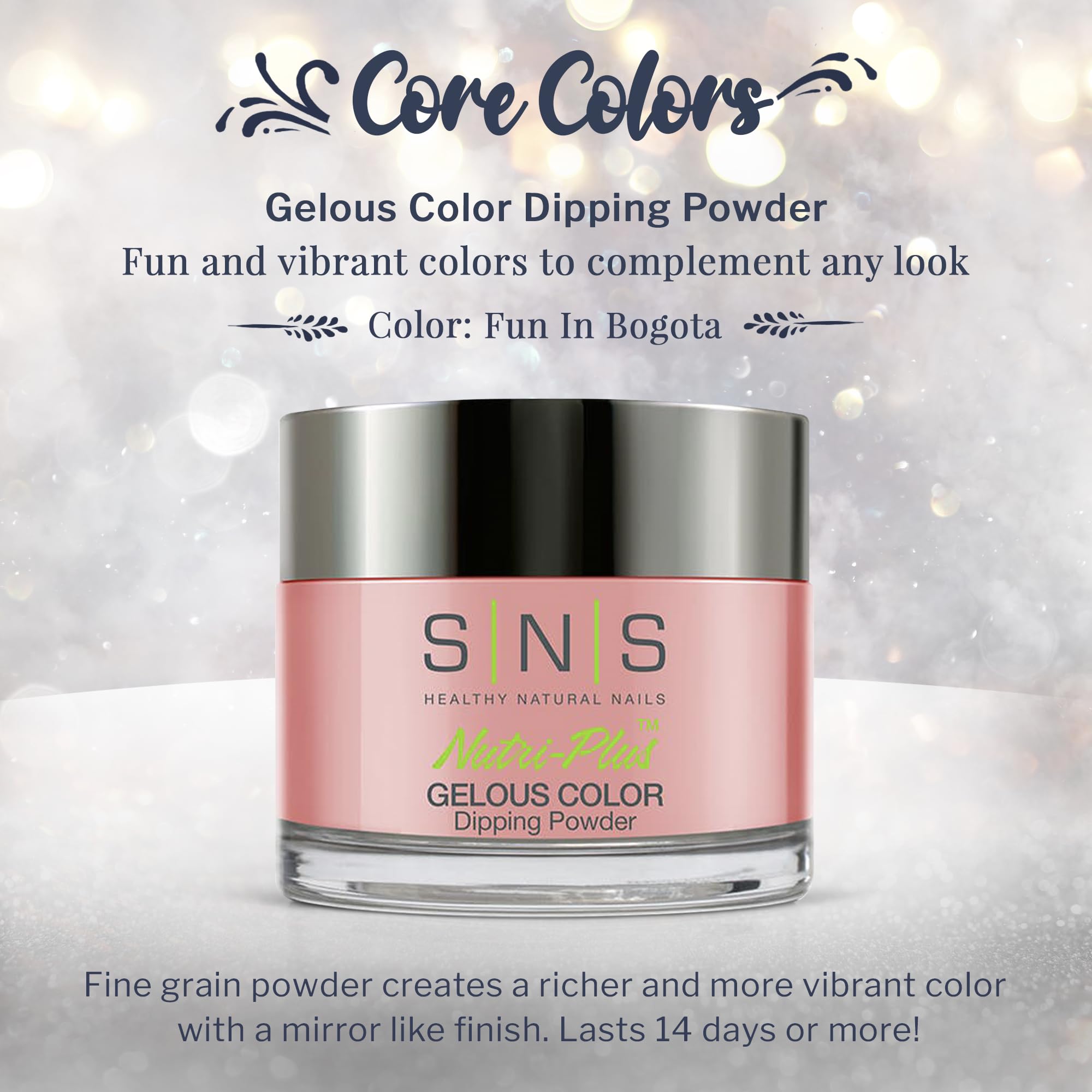 SNS Nail Dip Powder Fun In Bogota swatches reveal deep purple-mauve-cream hues.
