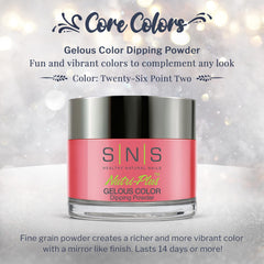 sns dip powder jar label twenty-six point two shows vibrant color without uv lamp required.