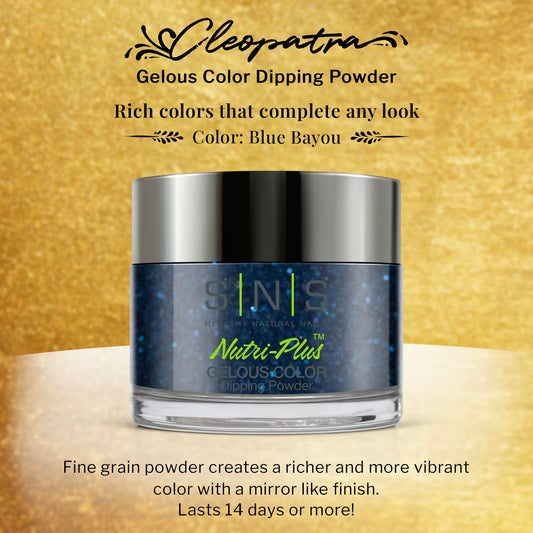 SNS Healthy Natural Nails Blue Bayou dip powder 1oz swatch showing rich, long-lasting color