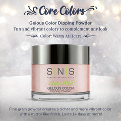 SNS Healthy Natural Nails Warm At Heart dip powder bottle ready for long-lasting color.