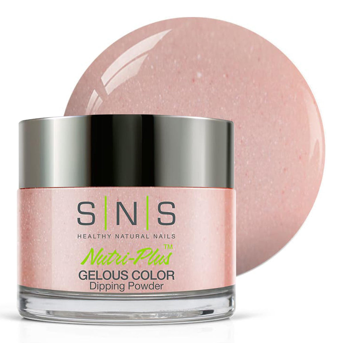 SNS Healthy Natural Nails Warm At Heart jar reveals a natural, glossy finish for at-home manicures.