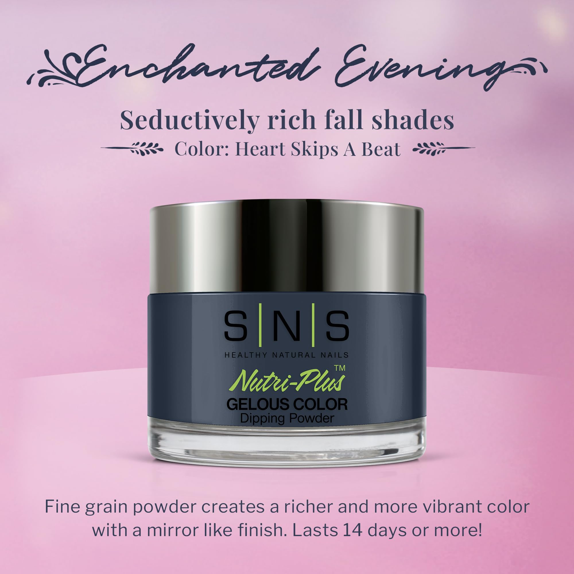 SNS Heart Skips A Beat nails blue swatch reveals a glassy, mirror-like finish.