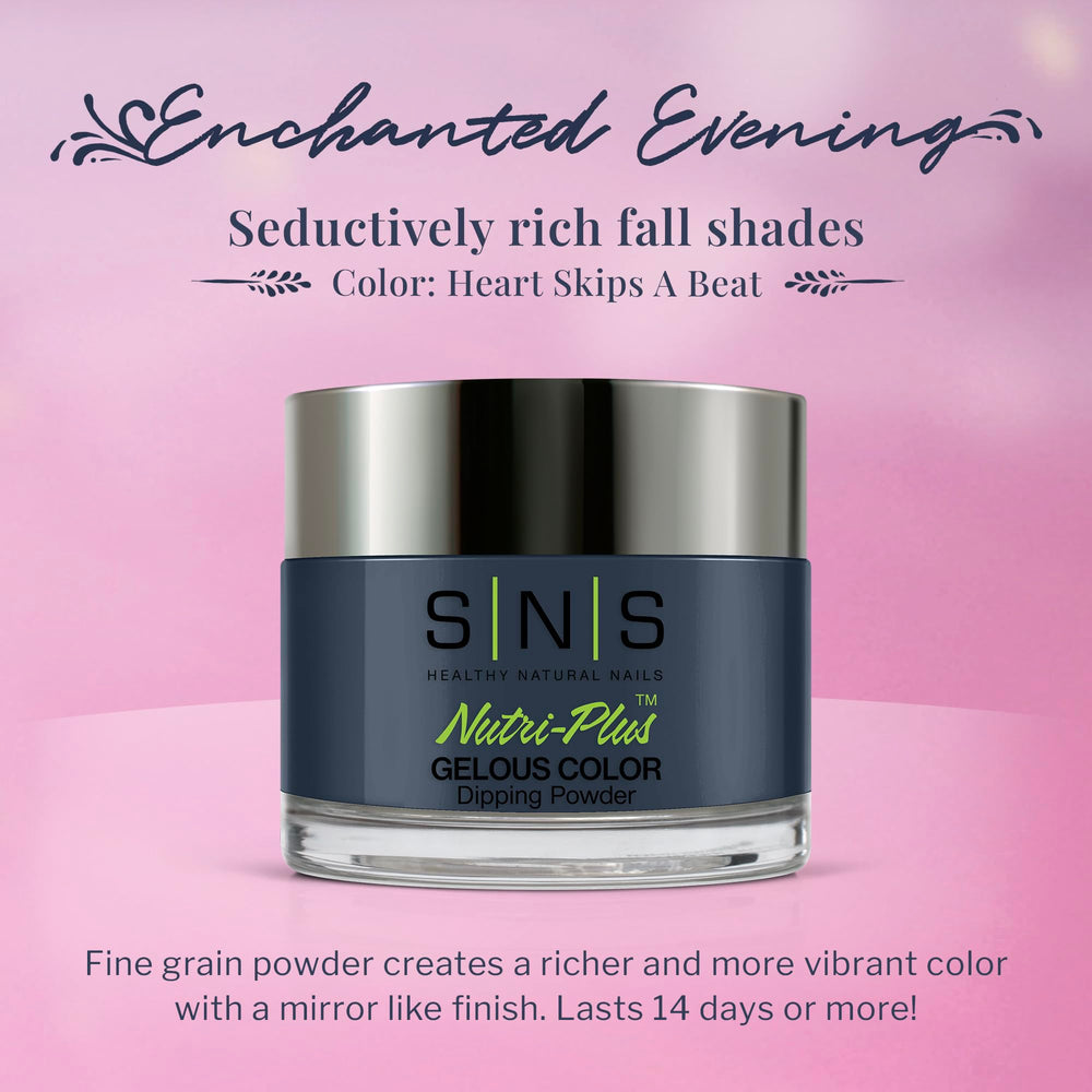 SNS Heart Skips A Beat nails blue swatch reveals a glassy, mirror-like finish.