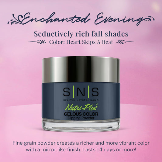 SNS Heart Skips A Beat nails blue swatch reveals a glassy, mirror-like finish.