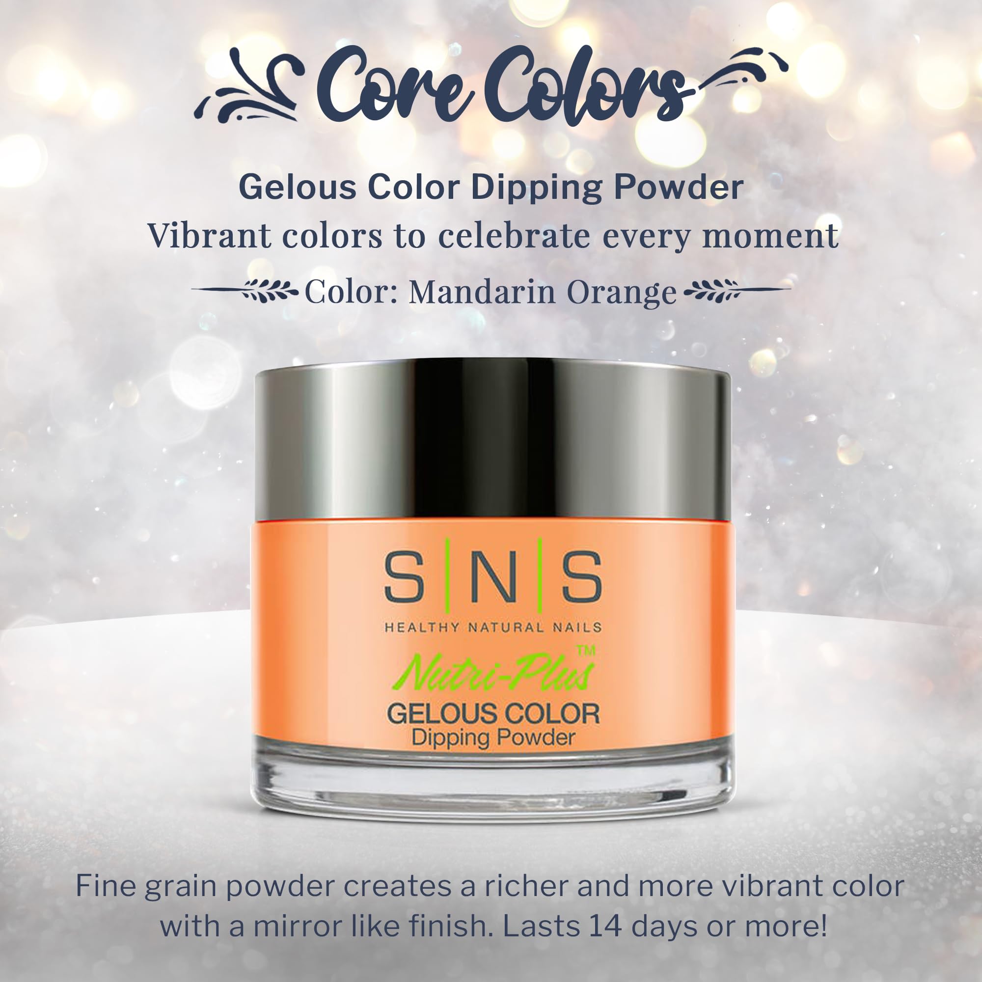 SNS Mandarin Orange dip powder application demo highlights long-lasting color without UV lamp