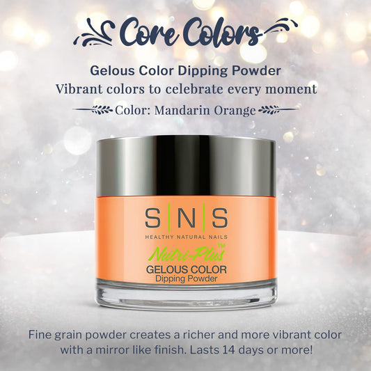 SNS Mandarin Orange dip powder application demo highlights long-lasting color without UV lamp