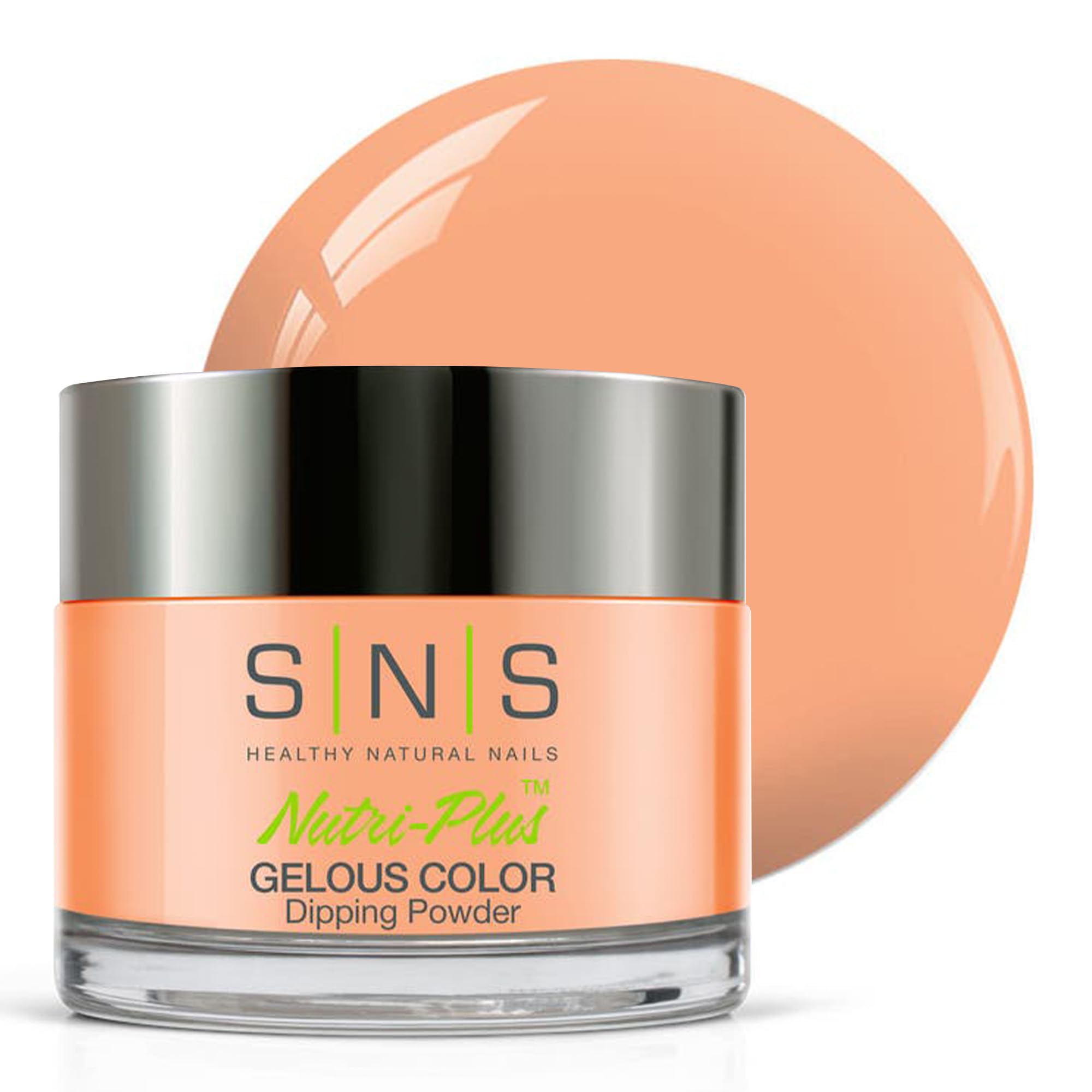 SNS Nail Dip Powder Bubblegum Contest powder swatch showing rich pastel peach color for nails.