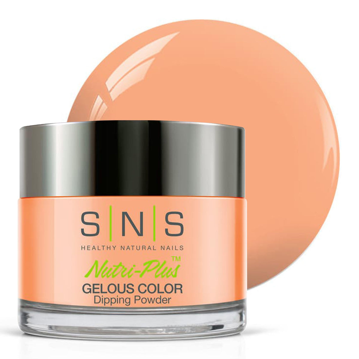 SNS Nail Dip Powder Bubblegum Contest powder swatch showing rich pastel peach color for nails.