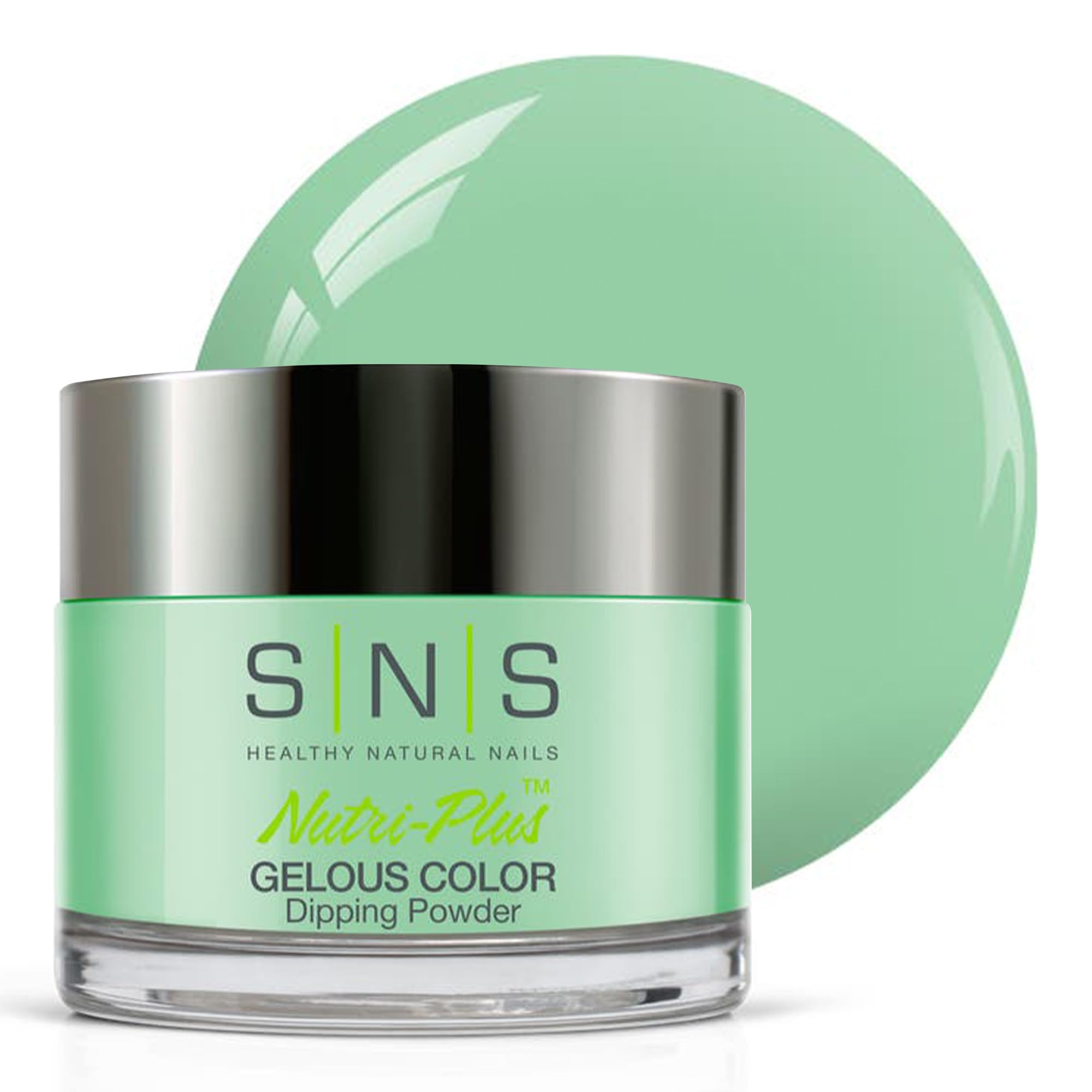 SNS Nail Dip Powder Carolina Blossom bottle shows turquoise hue with a low-odor formula.