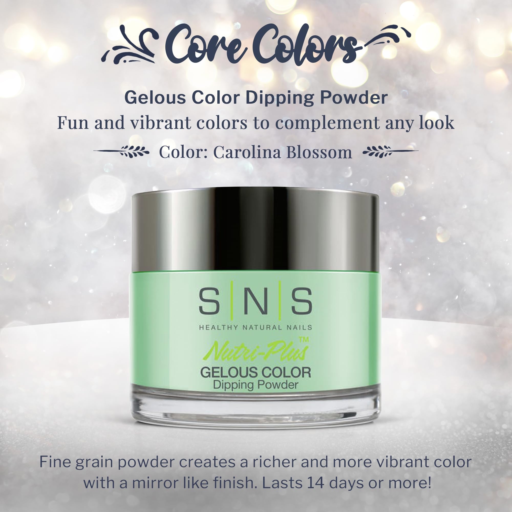 SNS Carolina Blossom swatch reveals aqua and cream tones for a vibrant manicure.