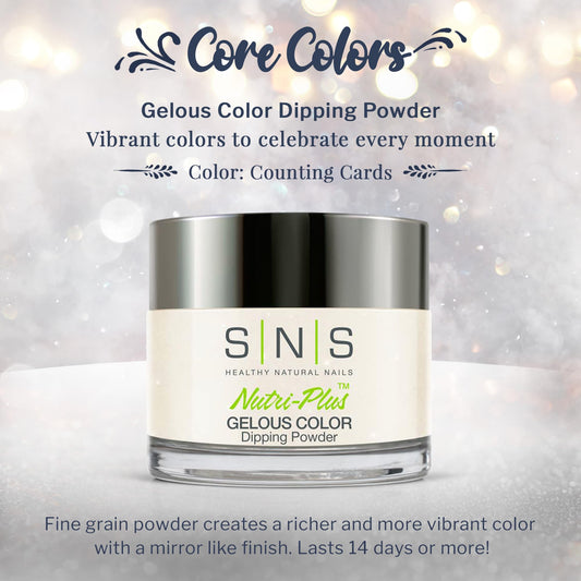 SNS Nail Dip Counting Cards natural swatch demonstrates a breathable, natural-looking finish.