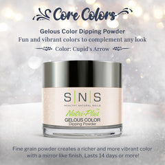 SNS Nail Dip Cupid’s Arrow nails closeup reveals long-lasting, chip-resistant shine.