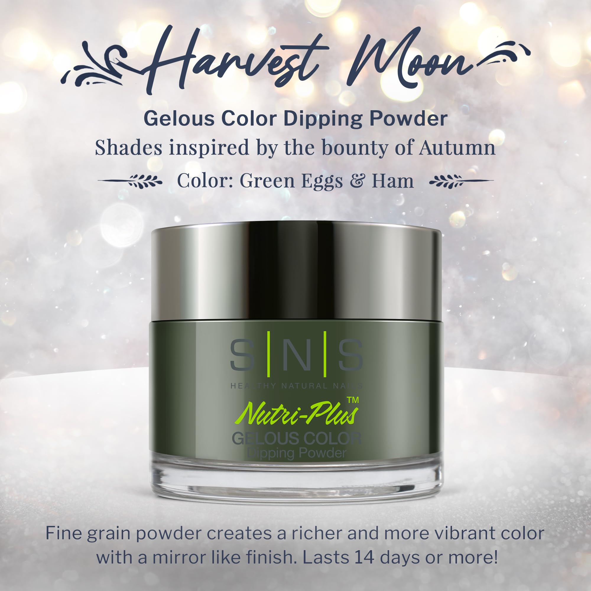 SNS Nail Dip Green Eggs & Ham swatches reveal depth and vibrant finish.