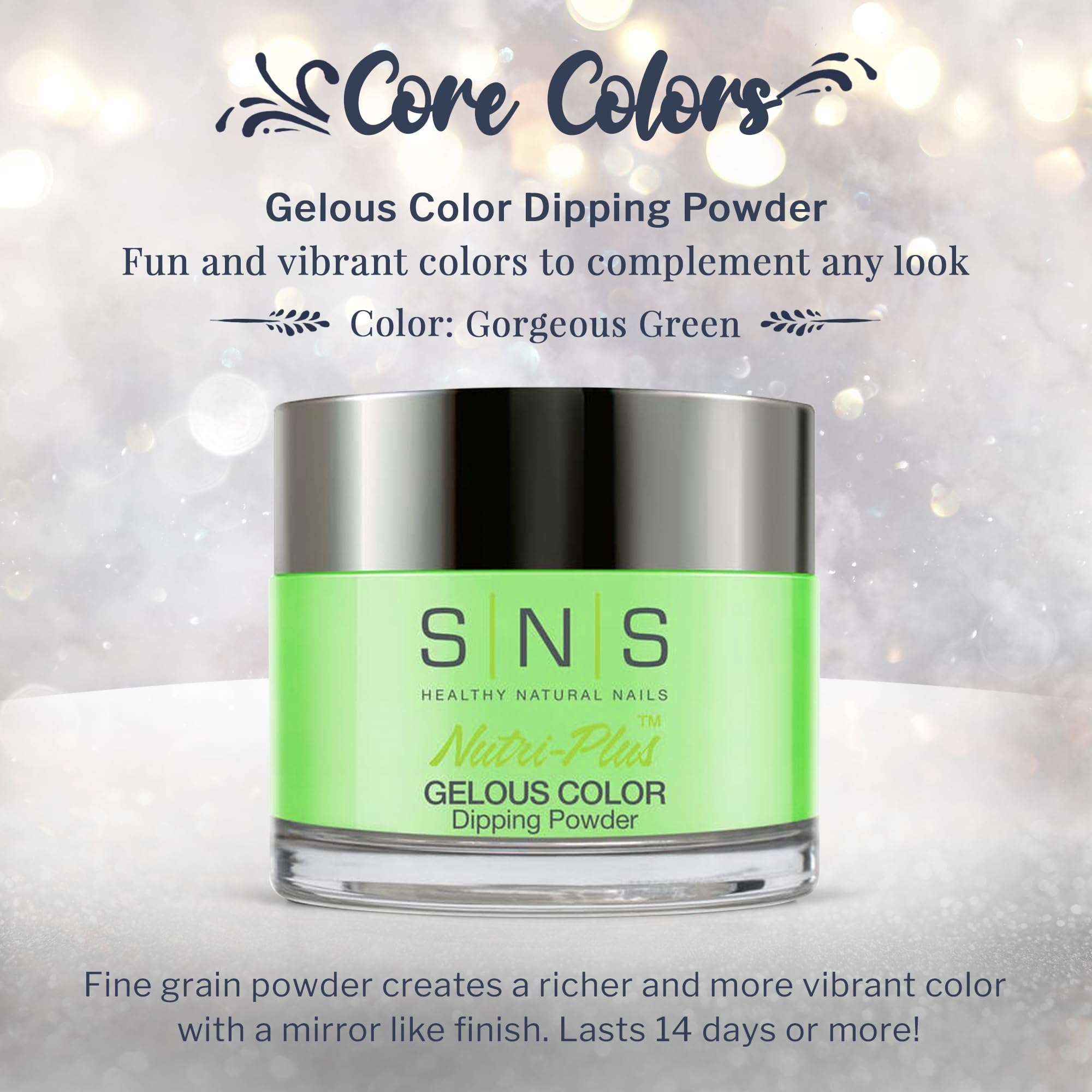 SNS Nail Dip Powder swatches reveal vibrant green shade for lasting color