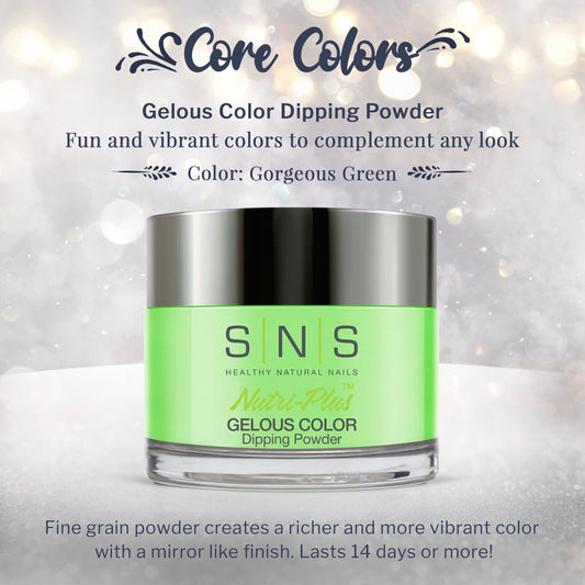 SNS Nail Dip Powder swatches reveal vibrant green shade for lasting color