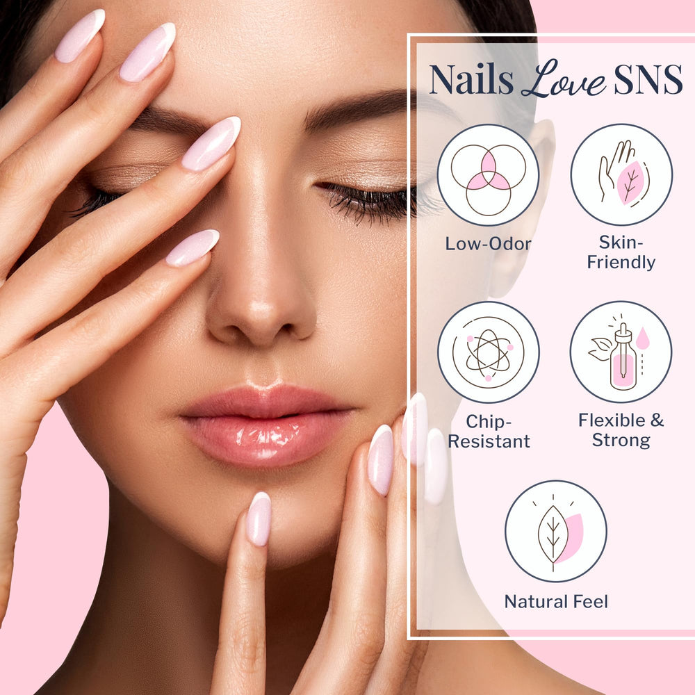SNS Nail Dip Powder 10-free formula supports healthier nails daily.