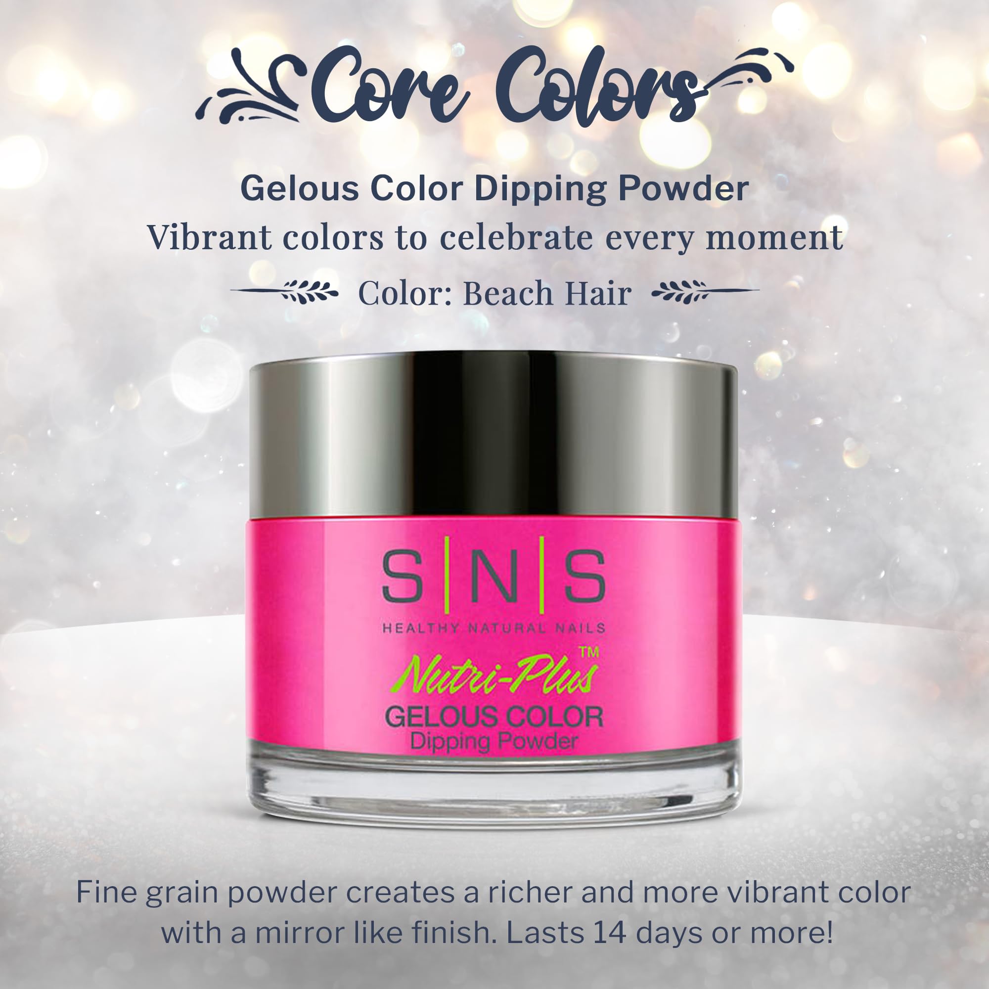 SNS Beach Hair dip powder swatches display rich pigment and depth.