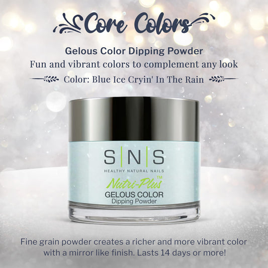 SNS Blue Ice Cryin' In The Rain swatches show rich shimmer and depth.
