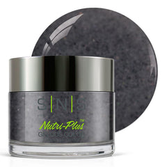SNS Nail Dip Breaking The Ice gray bronze shimmer on nails, delivering a mirror-like finish.