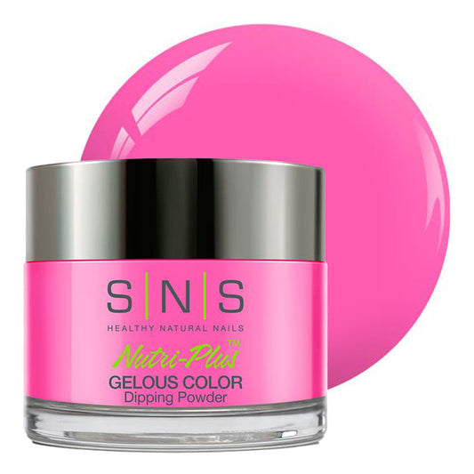 SNS Nail Dip Powder Cheesy Pick Up Lines bottle shows vibrant pink-fuchsia shade for salon-ready nails.