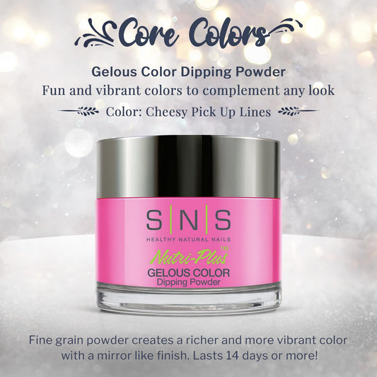 SNS Dip Powder Cheesy Pick Up Lines swatches reveal rich pink-fuchsia color and texture.